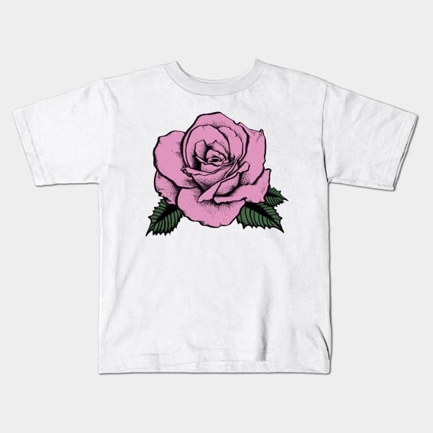 pink rose Kids T-Shirt by somatosis